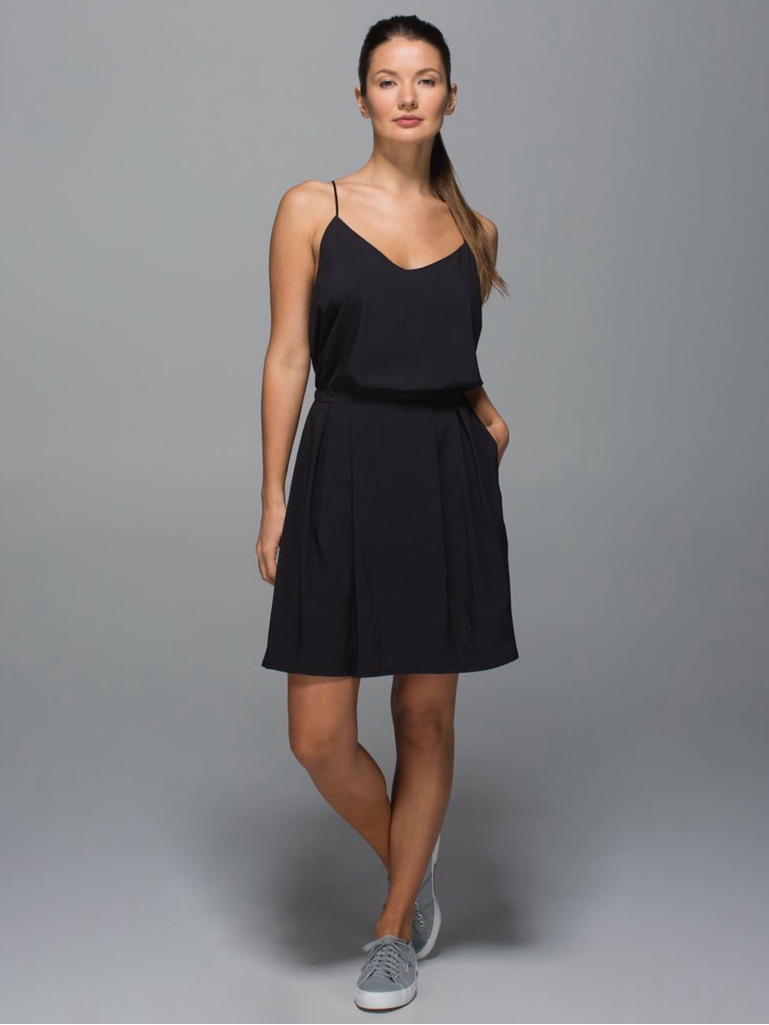 Lululemon Athletica Black Spaghetti-Strap A-Line Dress
